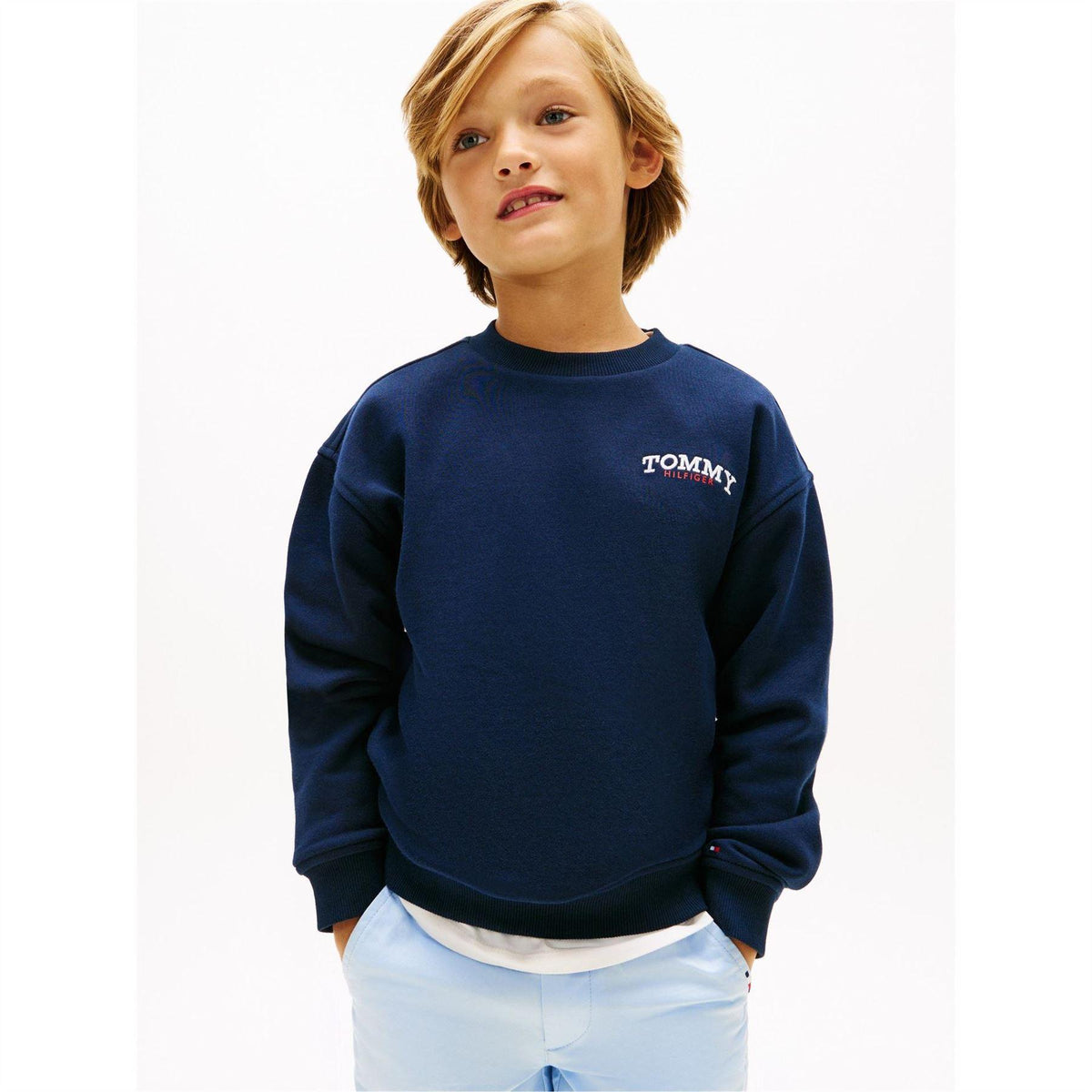 Night Navy - Back - Tommy Hilfiger Childrens-Kids Monogram Terrycloth Sweatshirt