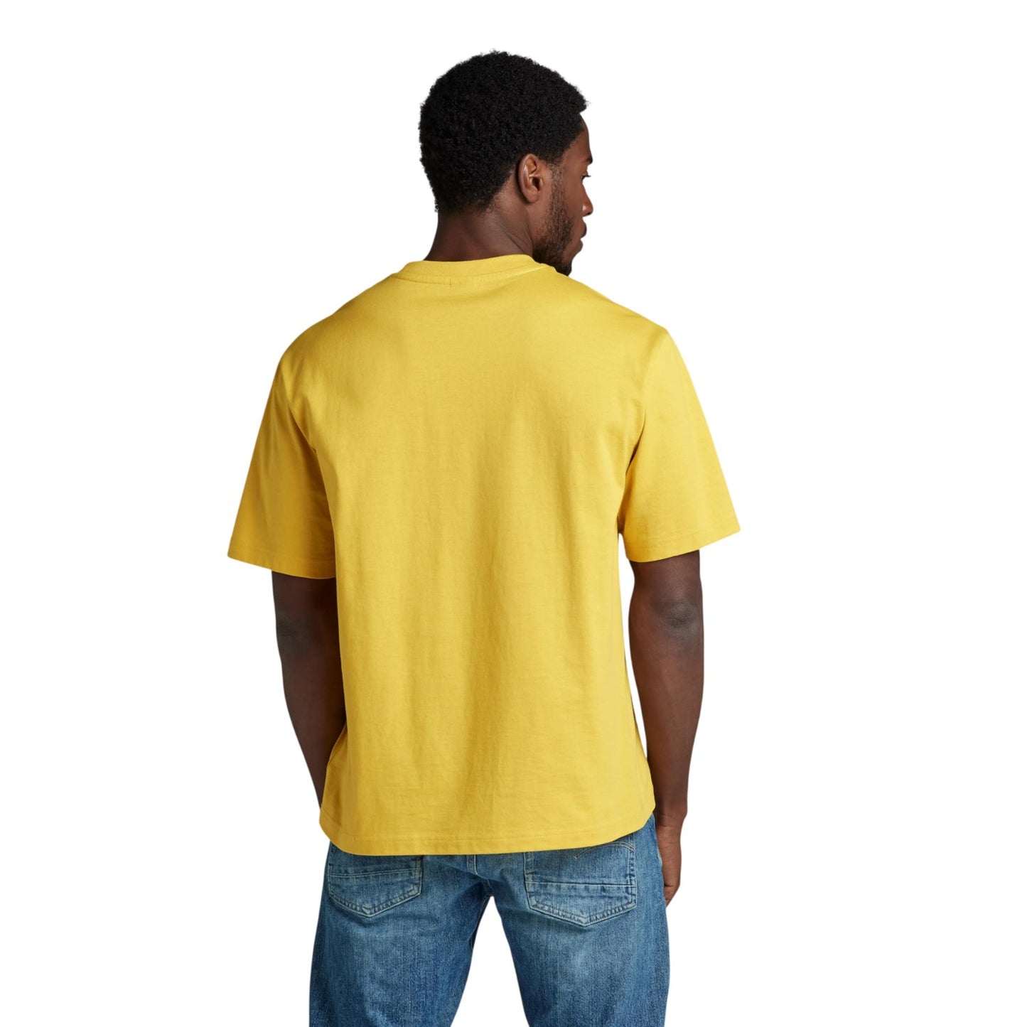 Lemon Yellow - Back - G-Star Mens Cotton Jersey Boxy T-Shirt
