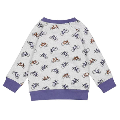 Grey - Back - Bicycle Childrens-Kids All-Over Print Sweatshirt