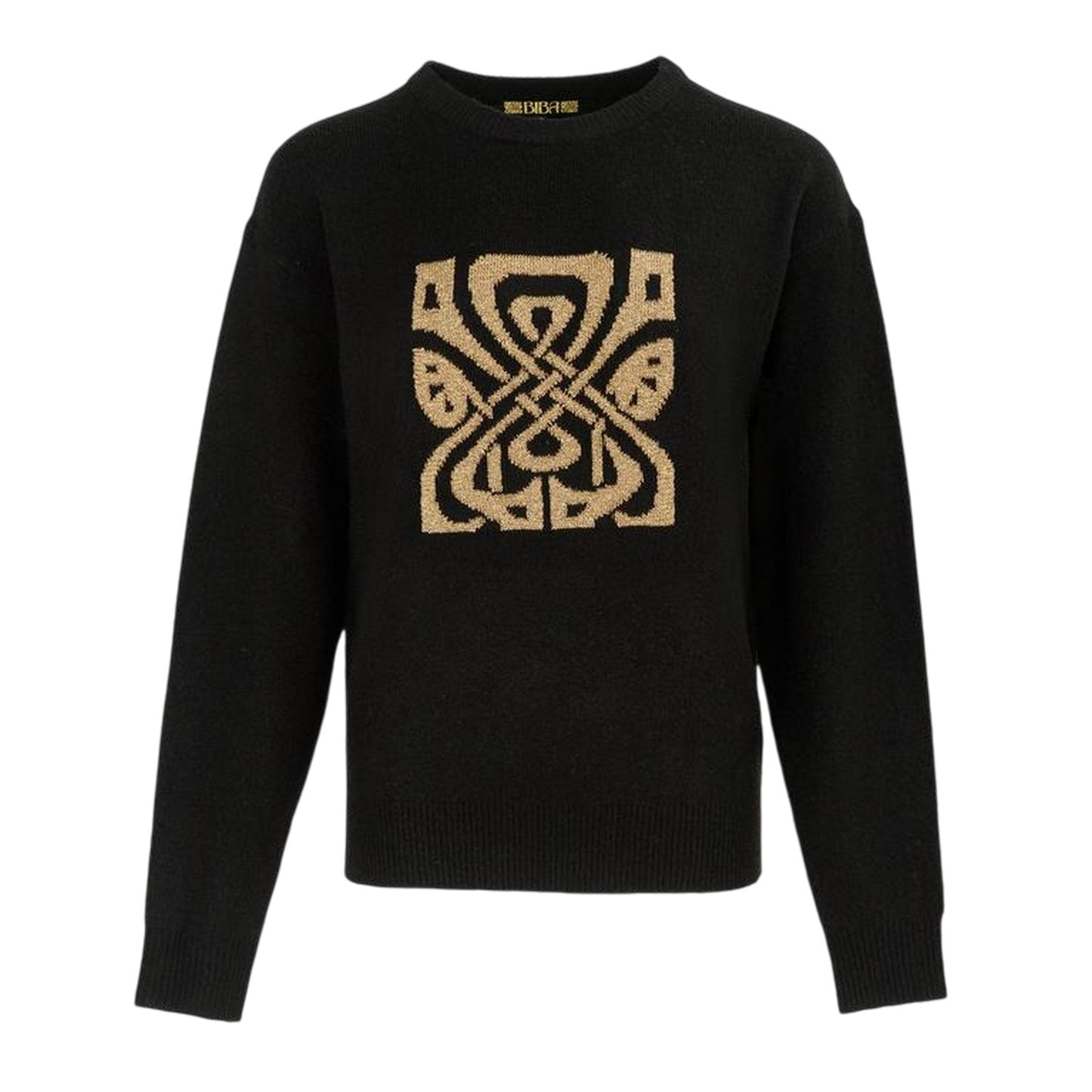 Black-Gold - Front - Biba Womens-Ladies Jacquard Celebration Jumper