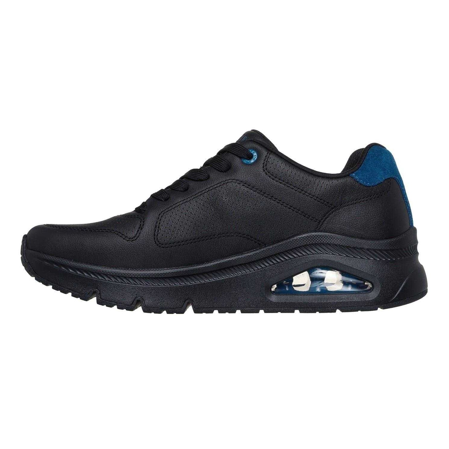 Black - Back - Skechers Mens Decorative Leather Air Cushioned Trainers