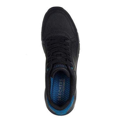 Black - Side - Skechers Mens Decorative Leather Air Cushioned Trainers