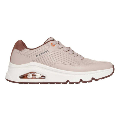 Taupe - Front - Skechers Mens Decorative Leather Air Cushioned Trainers