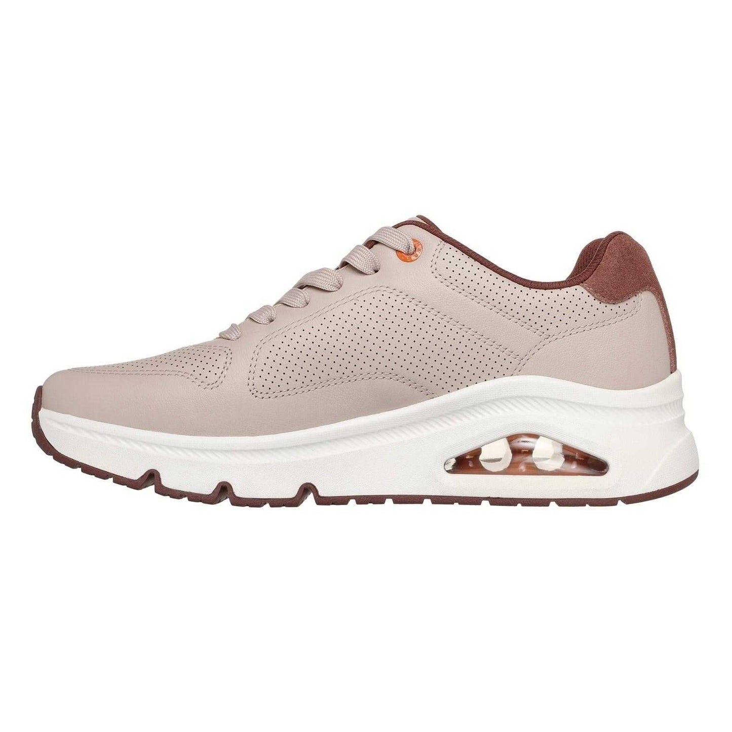 Taupe - Back - Skechers Mens Decorative Leather Air Cushioned Trainers