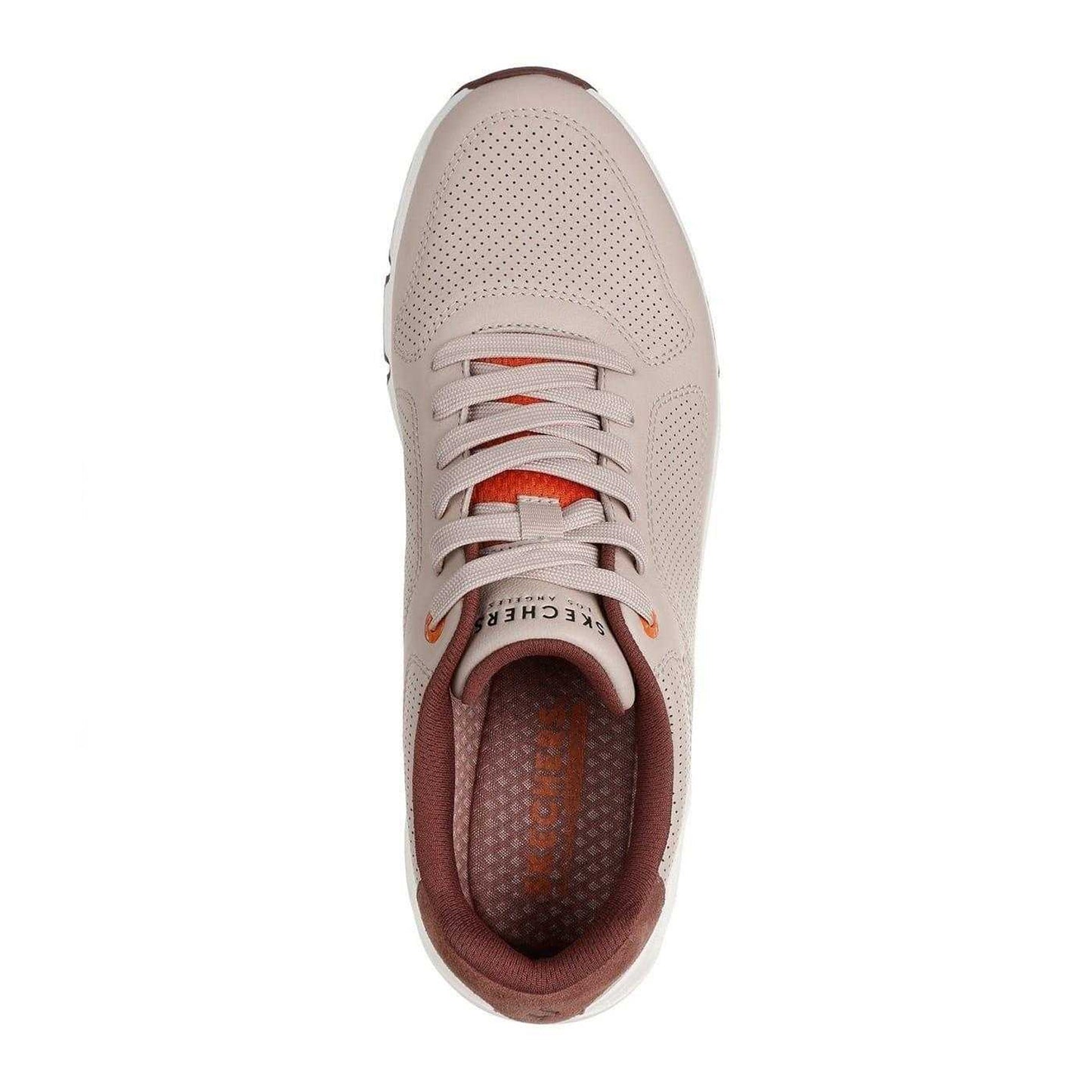 Taupe - Side - Skechers Mens Decorative Leather Air Cushioned Trainers
