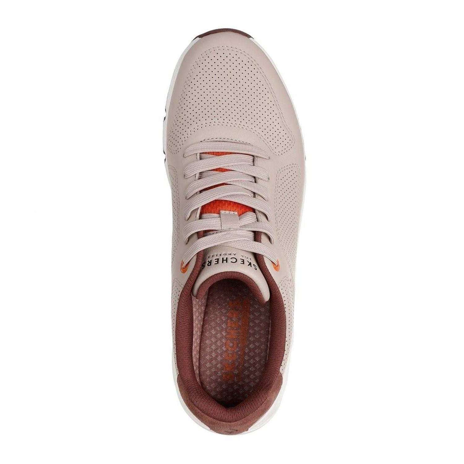 Taupe - Side - Skechers Mens Decorative Leather Air Cushioned Trainers