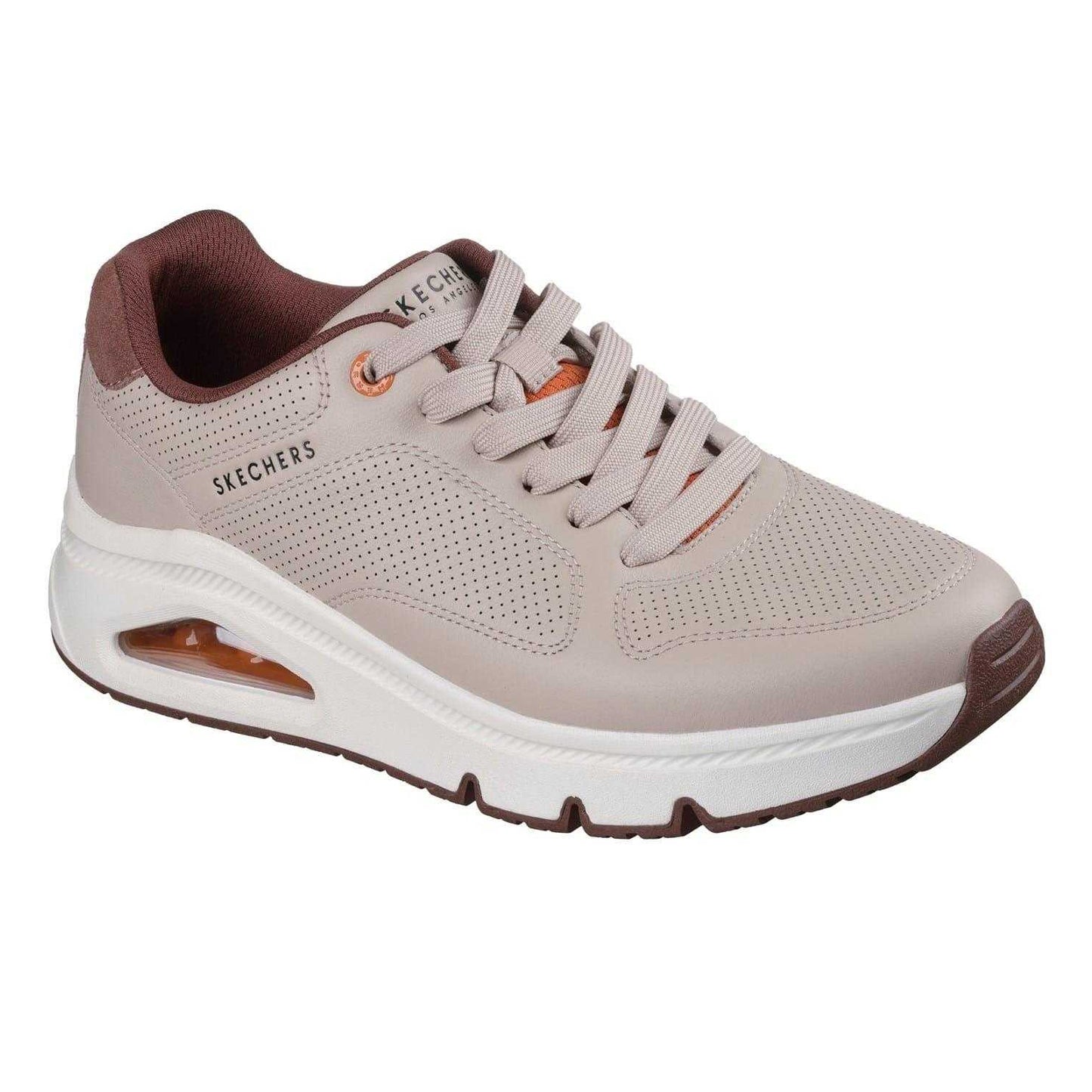 Taupe - Pack Shot - Skechers Mens Decorative Leather Air Cushioned Trainers