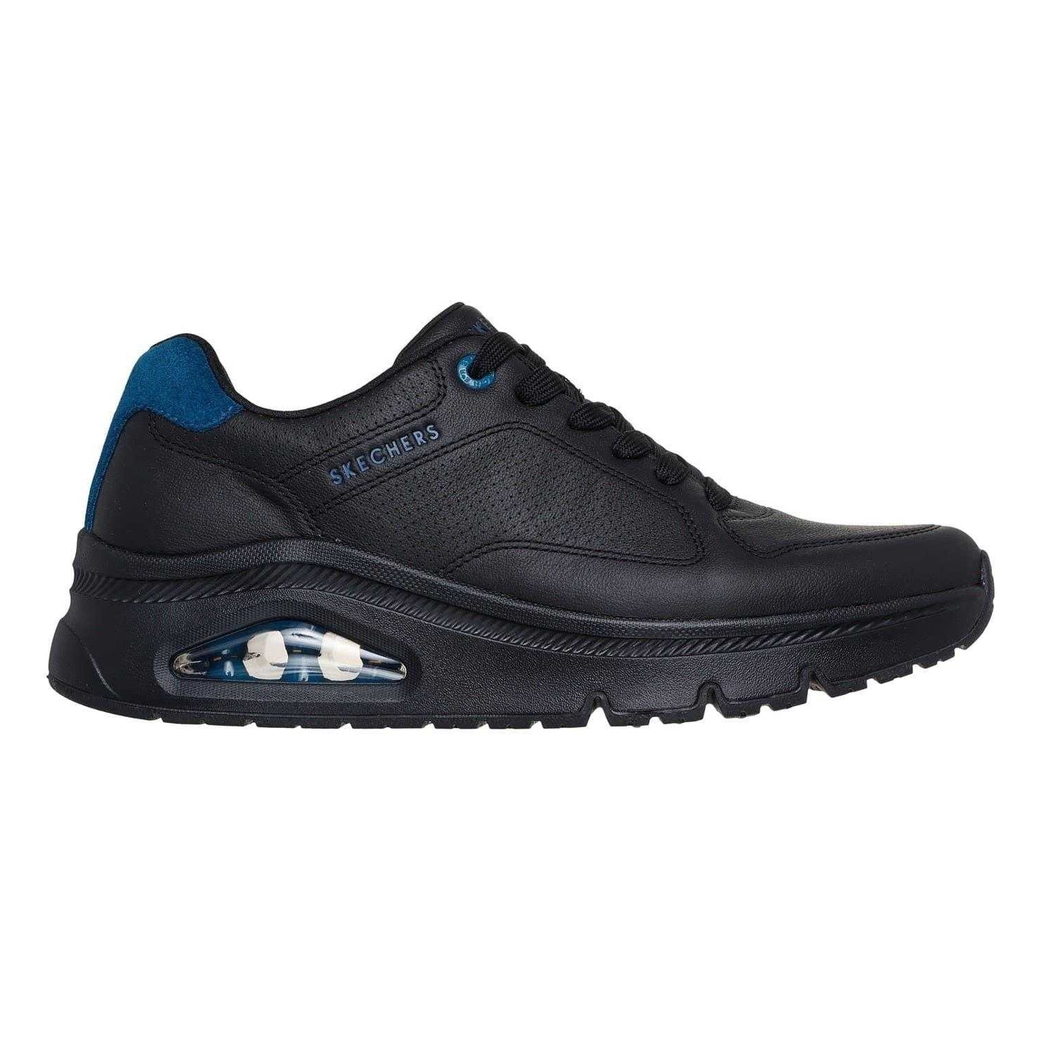 Black - Front - Skechers Mens Decorative Leather Air Cushioned Trainers