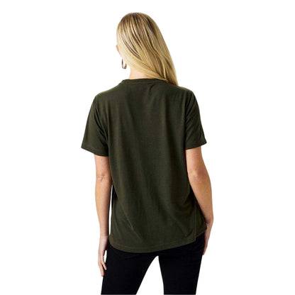 Khaki Green - Back - Biba Womens-Ladies Diamante T-Shirt