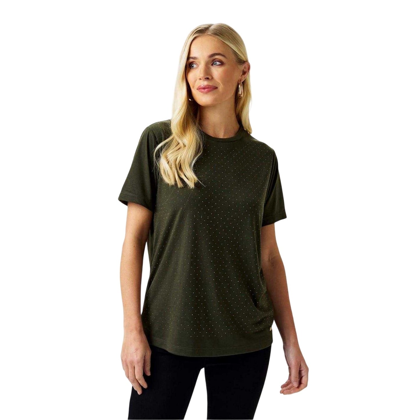 Khaki Green - Side - Biba Womens-Ladies Diamante T-Shirt