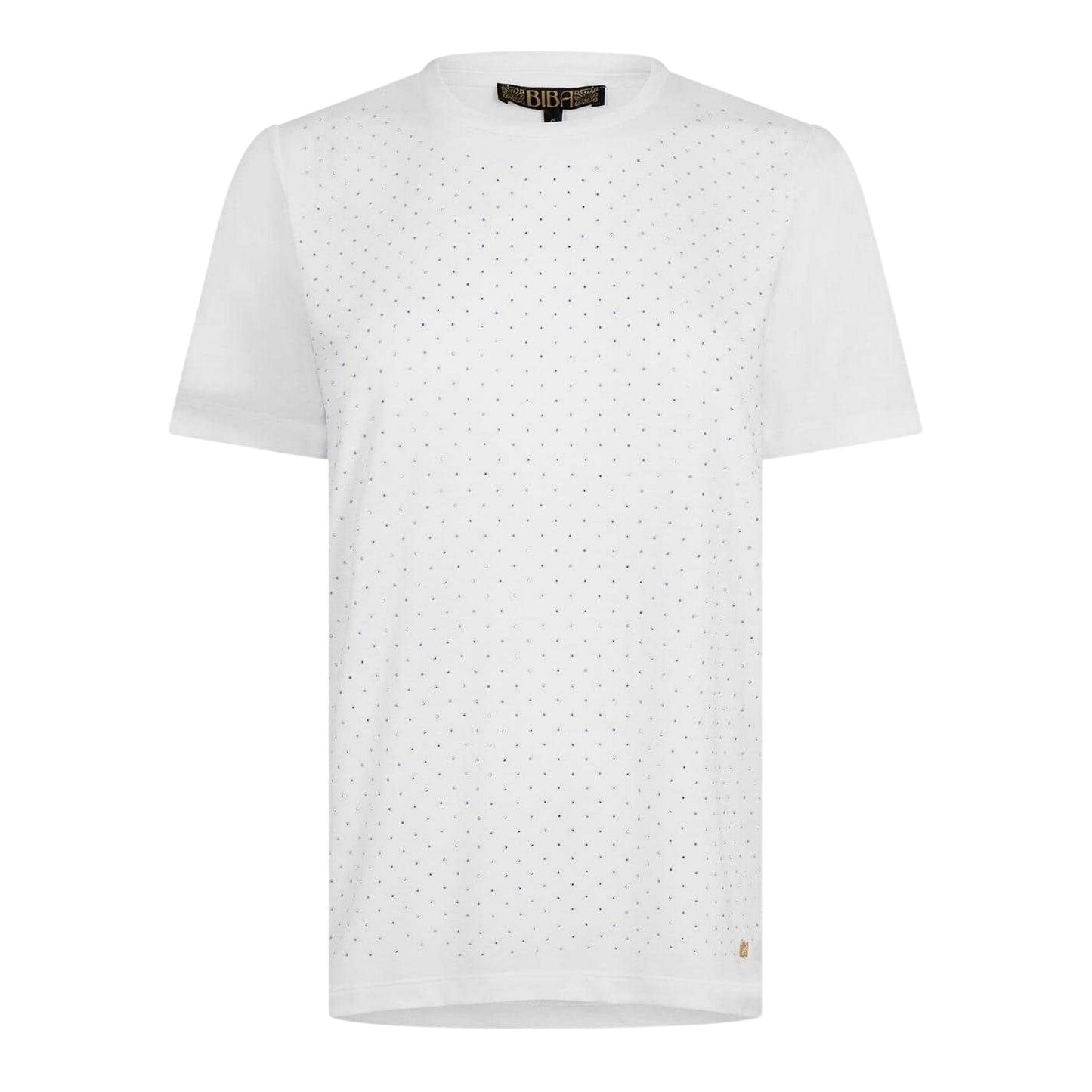 White - Front - Biba Womens-Ladies Diamante T-Shirt
