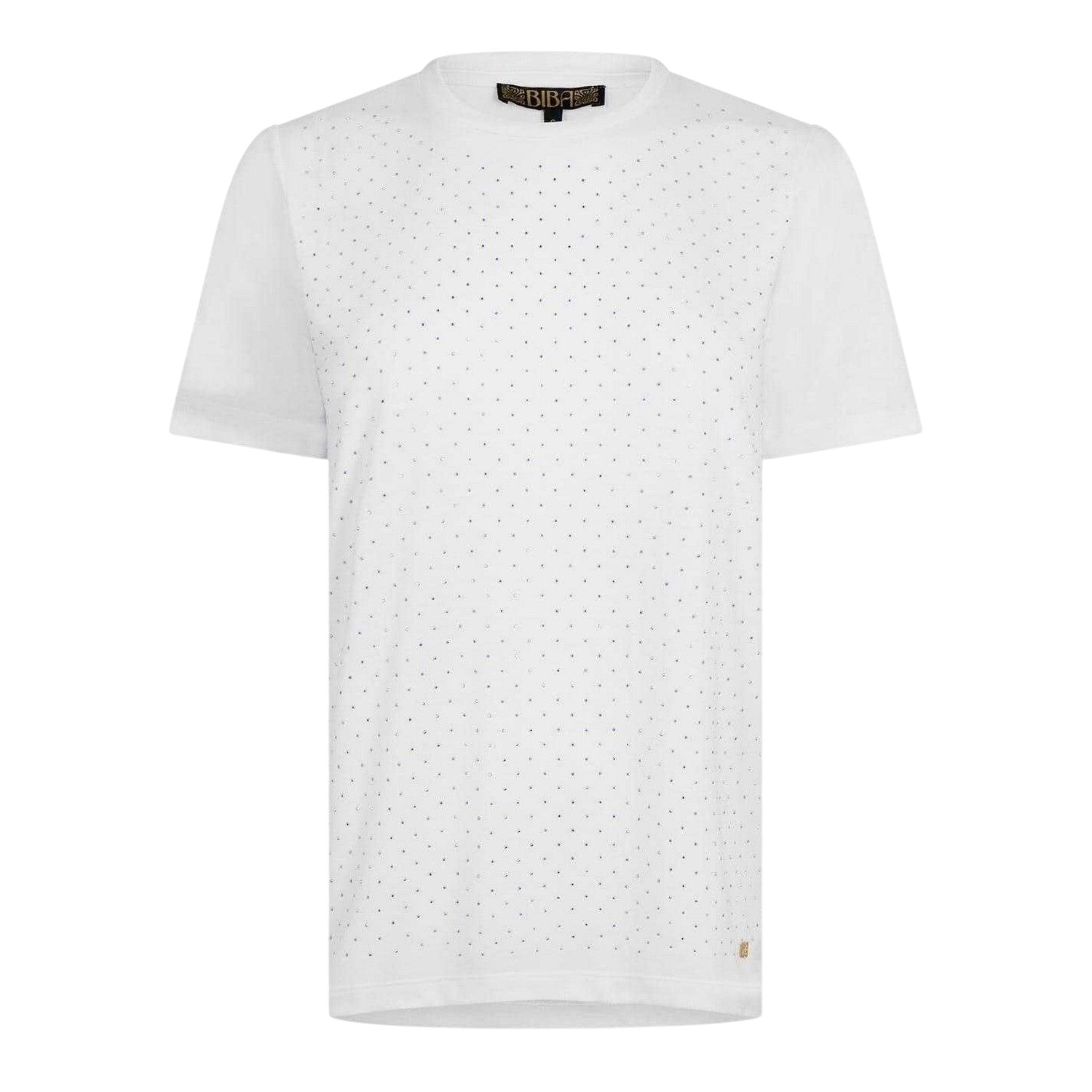 White - Front - Biba Womens-Ladies Diamante T-Shirt