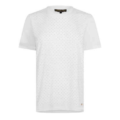White - Front - Biba Womens-Ladies Diamante T-Shirt