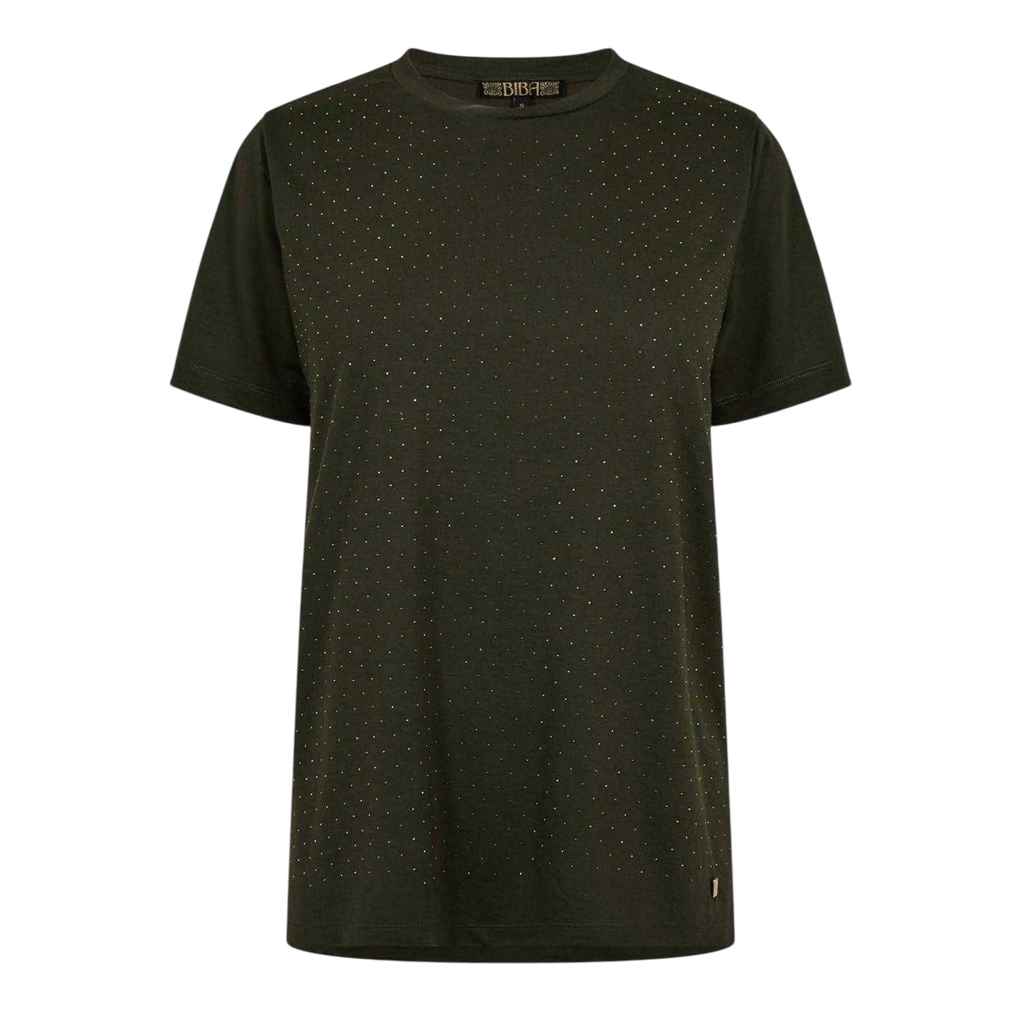 Khaki Green - Front - Biba Womens-Ladies Diamante T-Shirt
