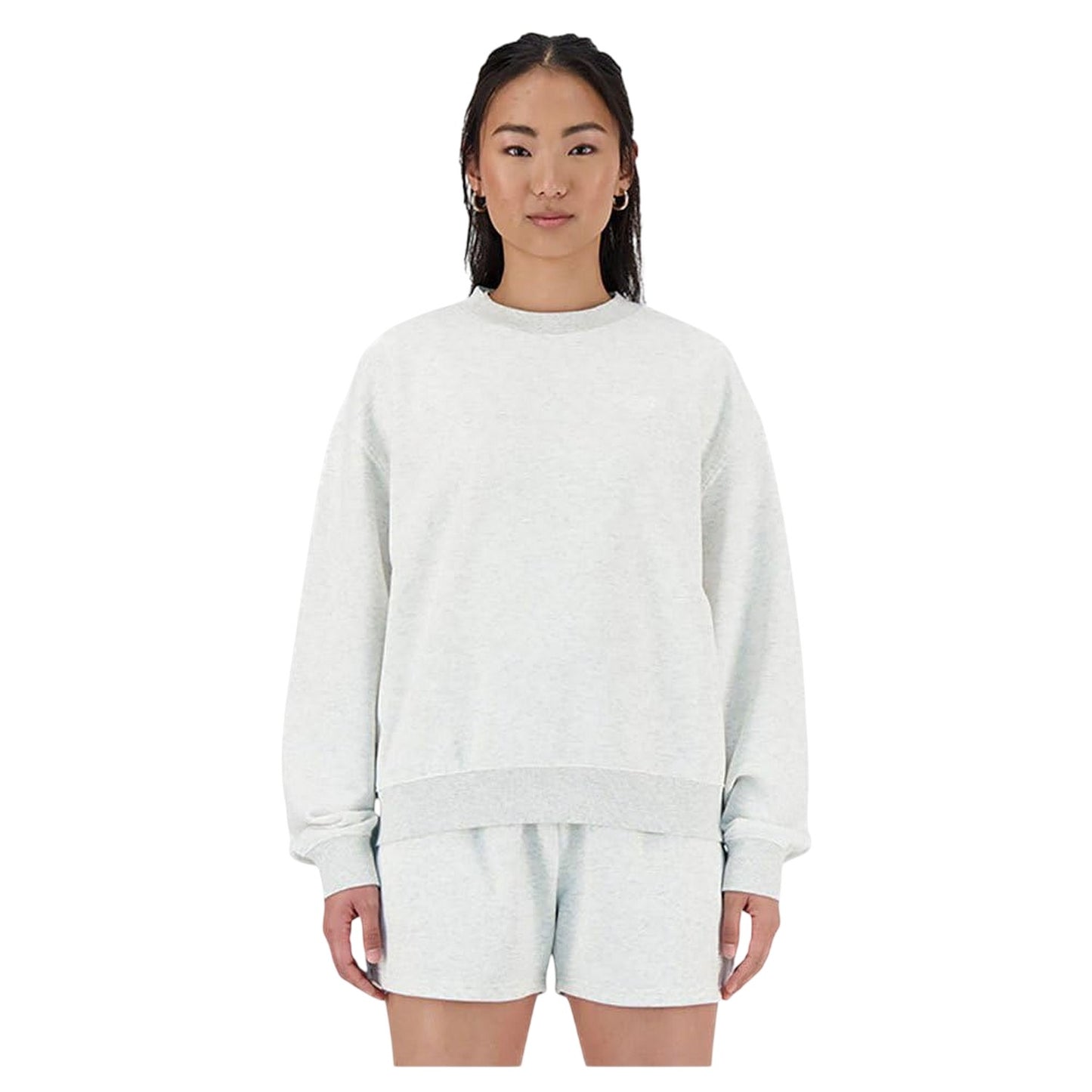 Grey Marl - Front - New Balance Womens-Ladies Virgin Wool Crew Neck Top