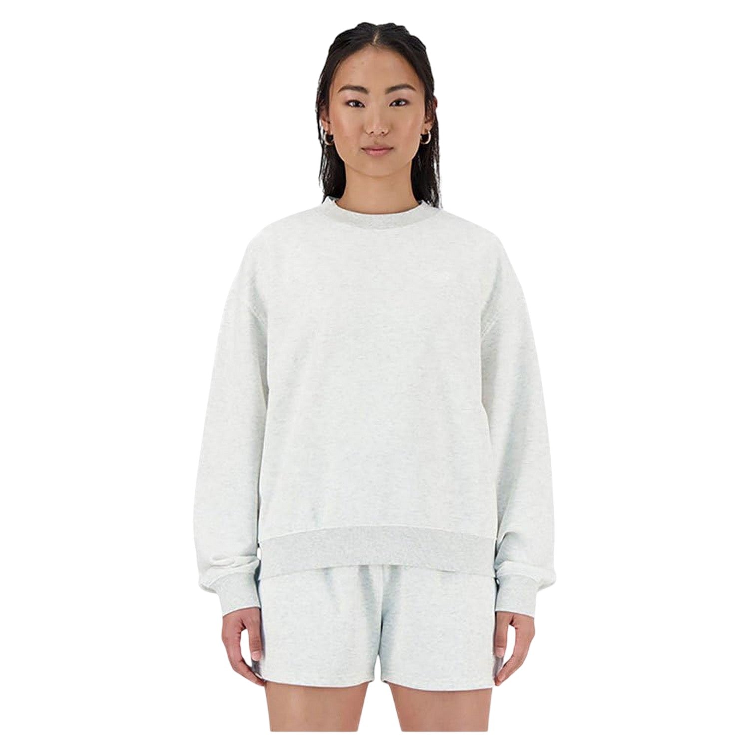 Grey Marl - Front - New Balance Womens-Ladies Virgin Wool Crew Neck Top