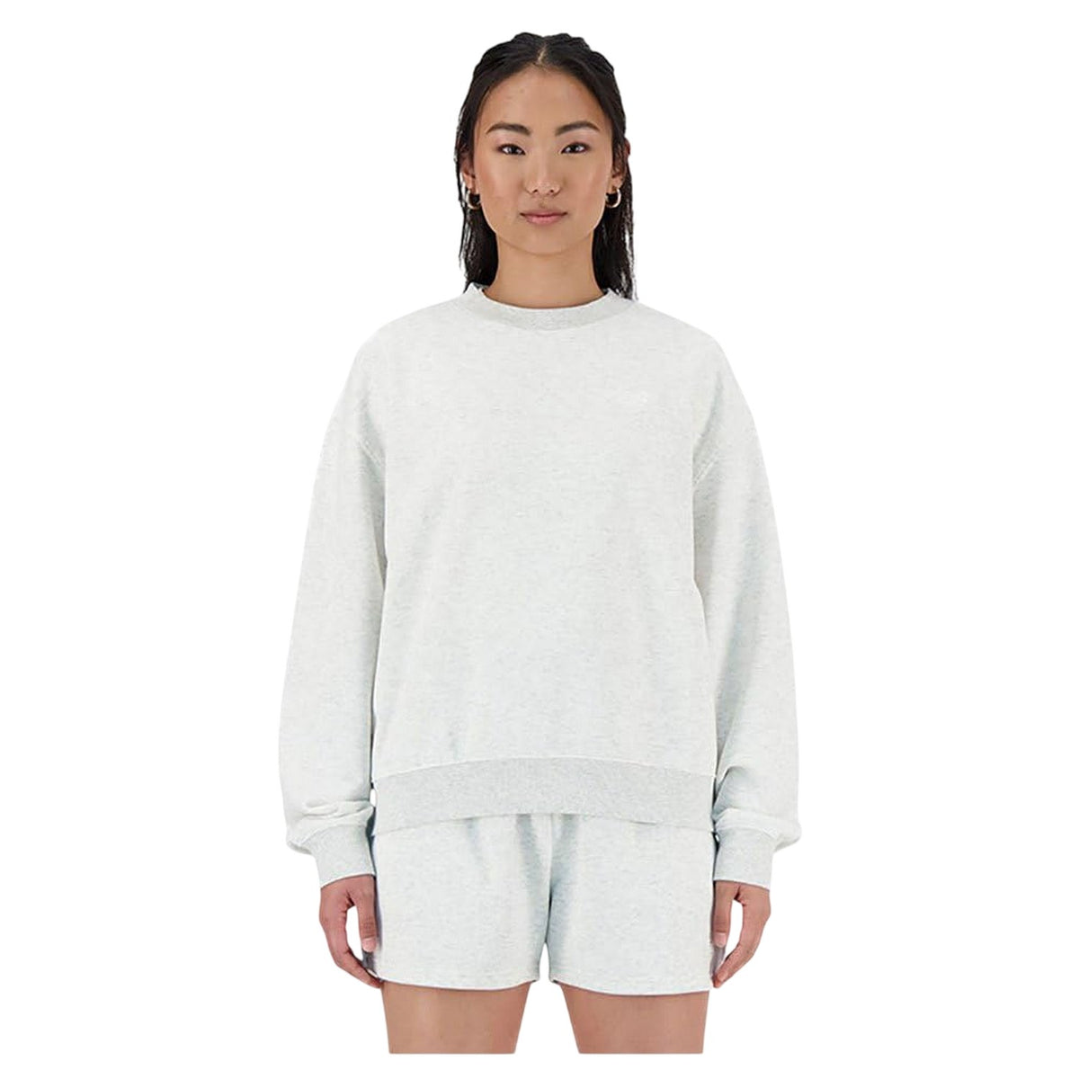 Grey Marl - Front - New Balance Womens-Ladies Virgin Wool Crew Neck Top