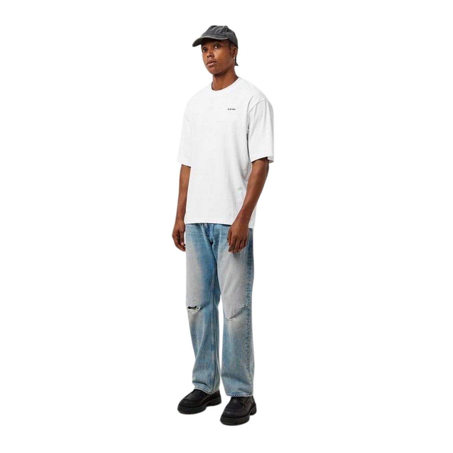 White - Side - G-Star Mens Thinkman Regular T-Shirt