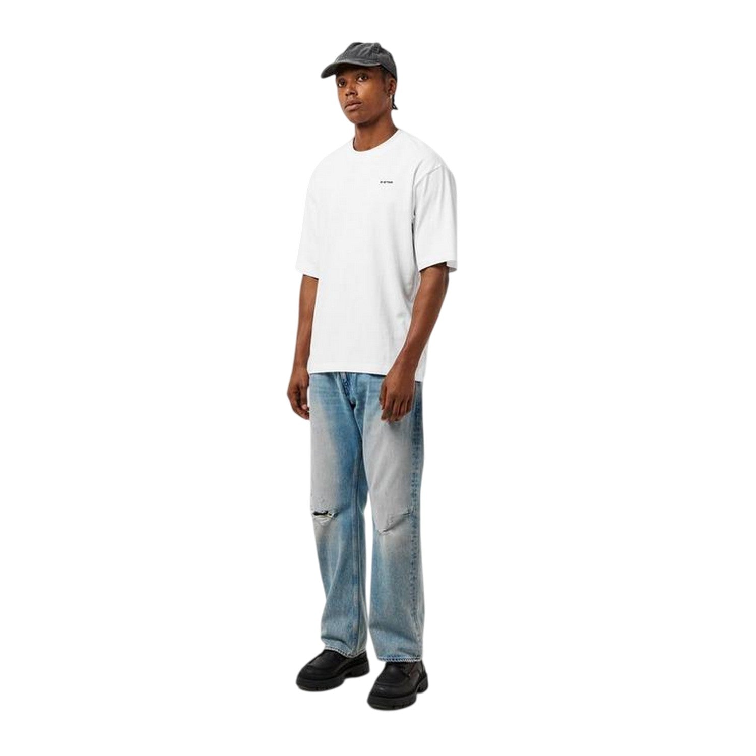White - Side - G-Star Mens Thinkman Regular T-Shirt