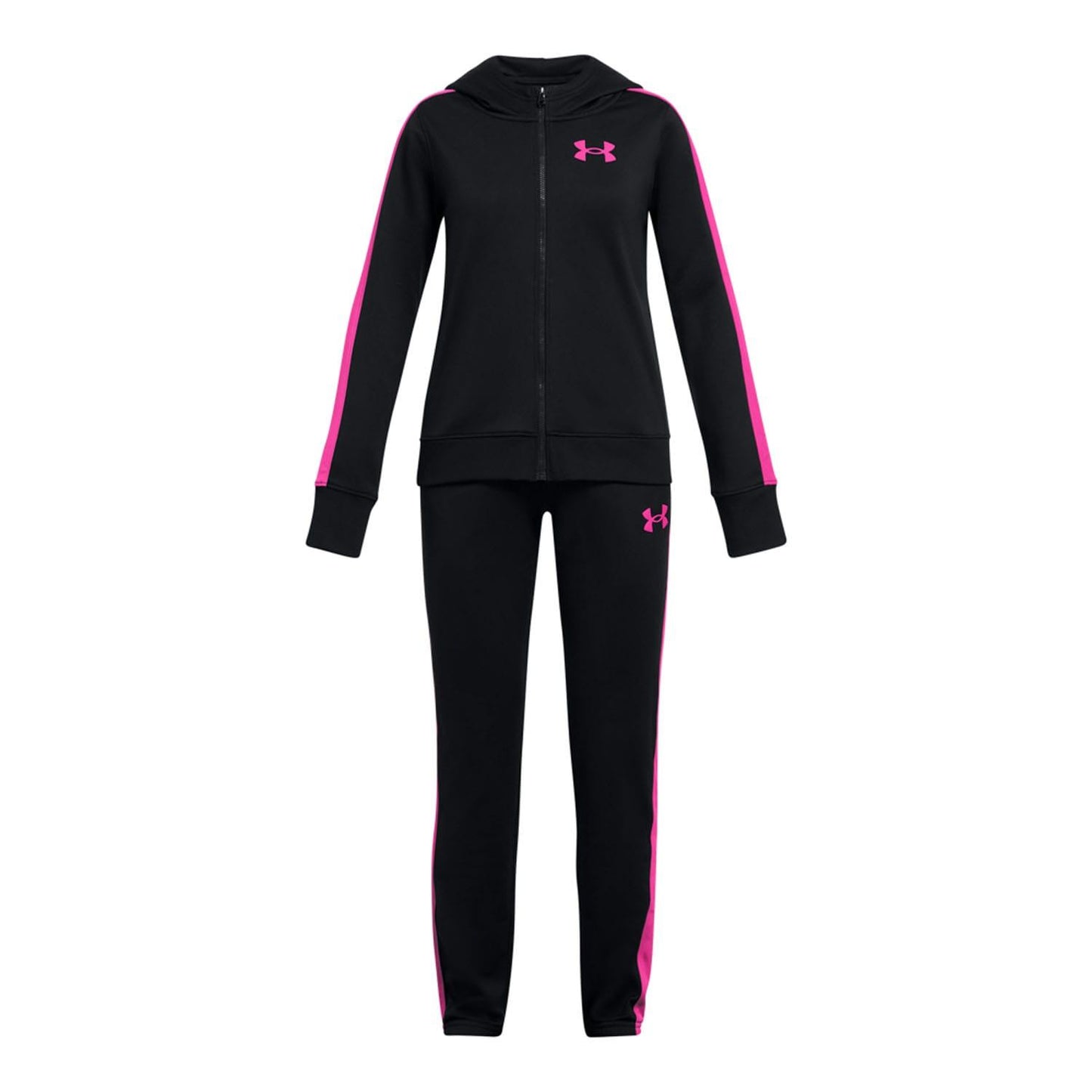 Black - Front - Under Armour Childrens-Kids Knitted Hooded Tracksuit