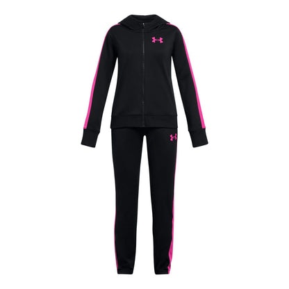 Black - Front - Under Armour Childrens-Kids Knitted Hooded Tracksuit