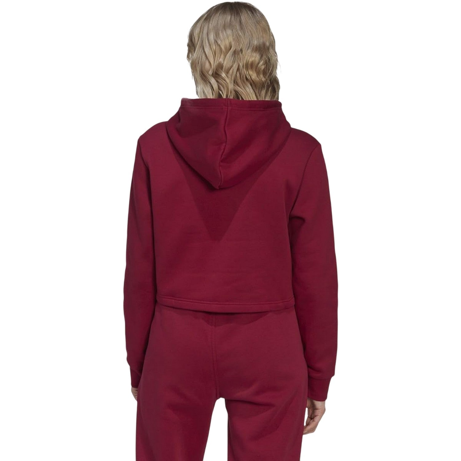Burgundy - Back - Adidas Womens-Ladies Originals Cropped Long-Sleeved Crop Hoodie
