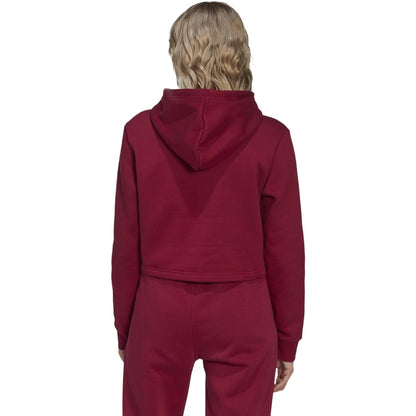 Burgundy - Back - Adidas Womens-Ladies Originals Cropped Long-Sleeved Crop Hoodie