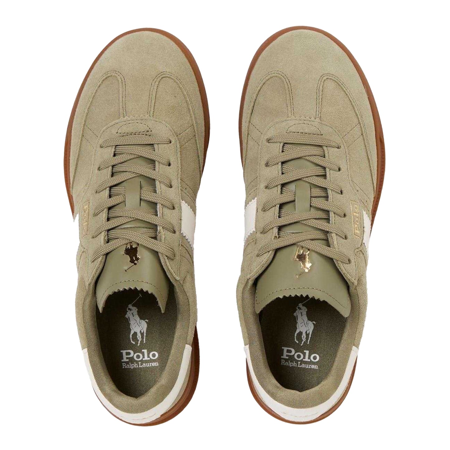 Sage Green - Side - Ralph Lauren Womens-Ladies Heritage Aera Leather Court Trainers