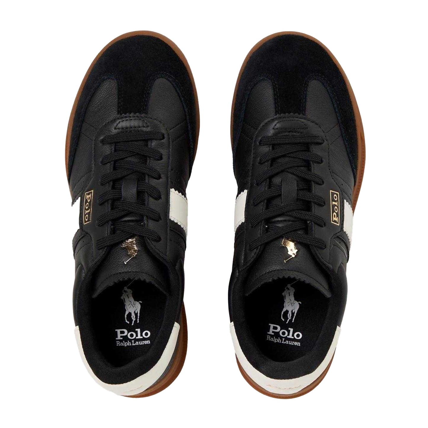 Black - Side - Ralph Lauren Womens-Ladies Heritage Aera Leather Court Trainers