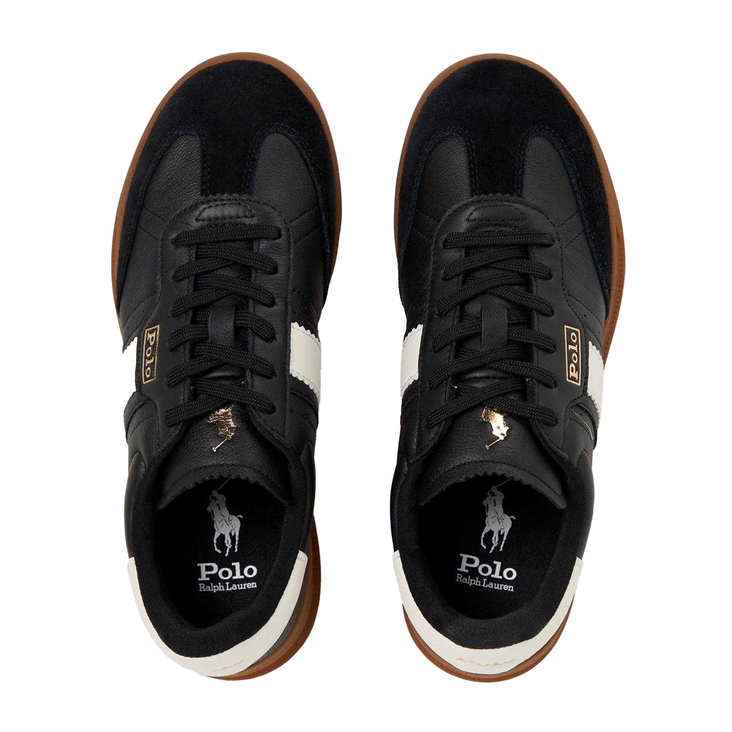 Black - Side - Ralph Lauren Womens-Ladies Heritage Aera Leather Court Trainers