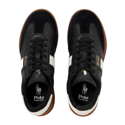 Black - Side - Ralph Lauren Womens-Ladies Heritage Aera Leather Court Trainers
