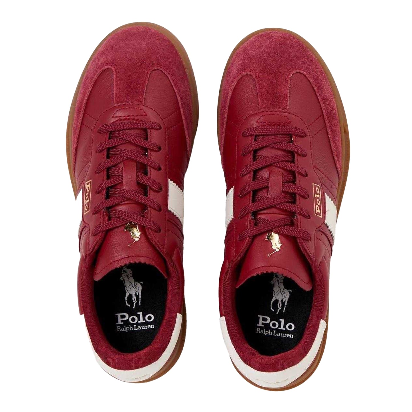 Red - Side - Ralph Lauren Womens-Ladies Heritage Aera Leather Court Trainers