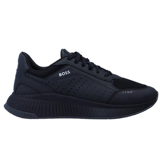 Black - Front - Boss Mens TTNM EVO Leather Chunky Sole Trainers