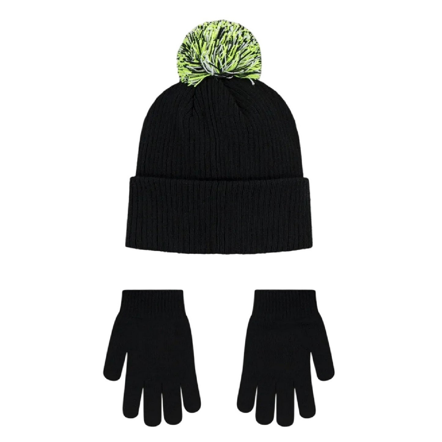 Black - Back - Nike Childrens-Kids Club Chen Winter Beanie & Gloves Set