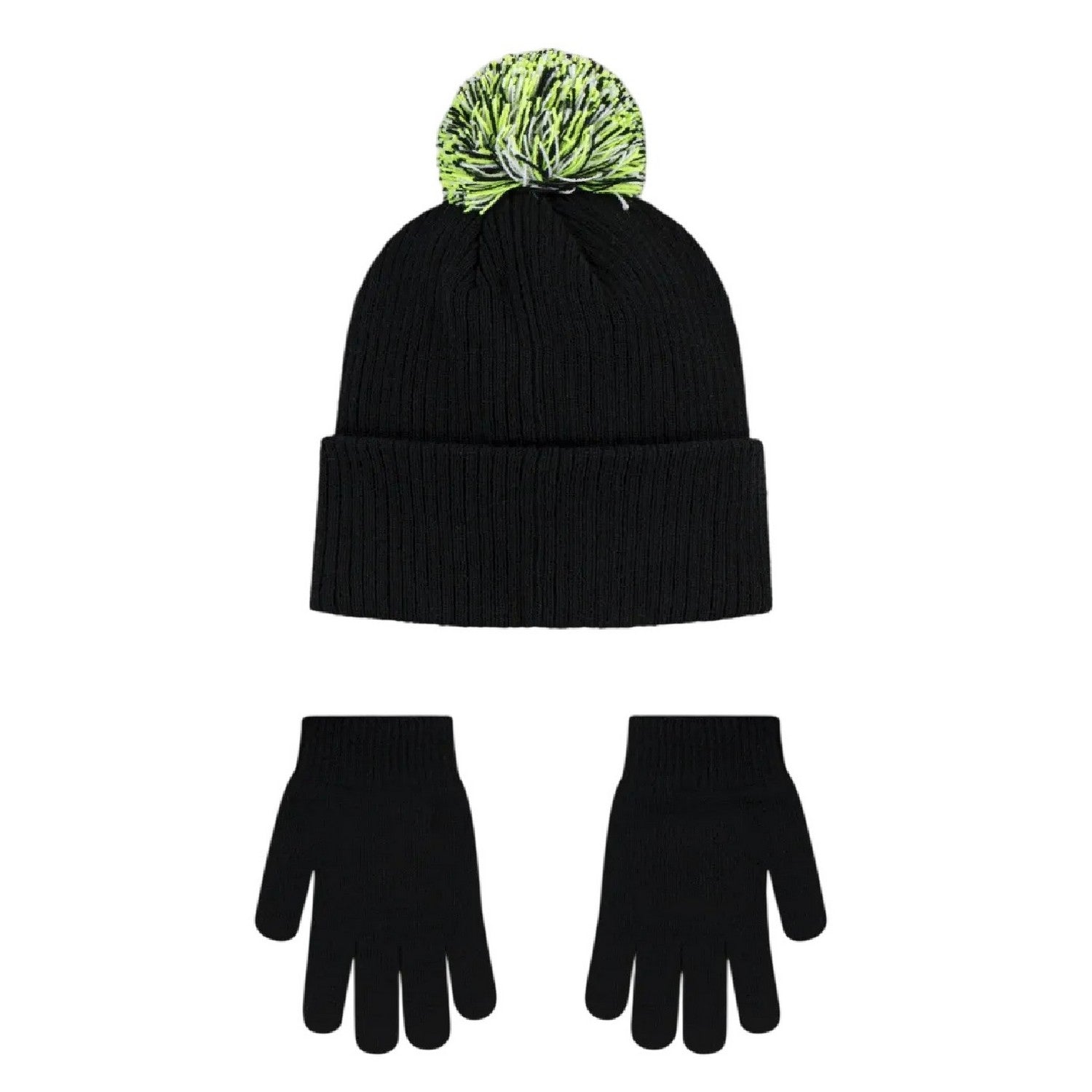 Black - Back - Nike Childrens-Kids Club Chen Winter Beanie & Gloves Set