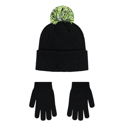 Black - Back - Nike Childrens-Kids Club Chen Winter Beanie & Gloves Set