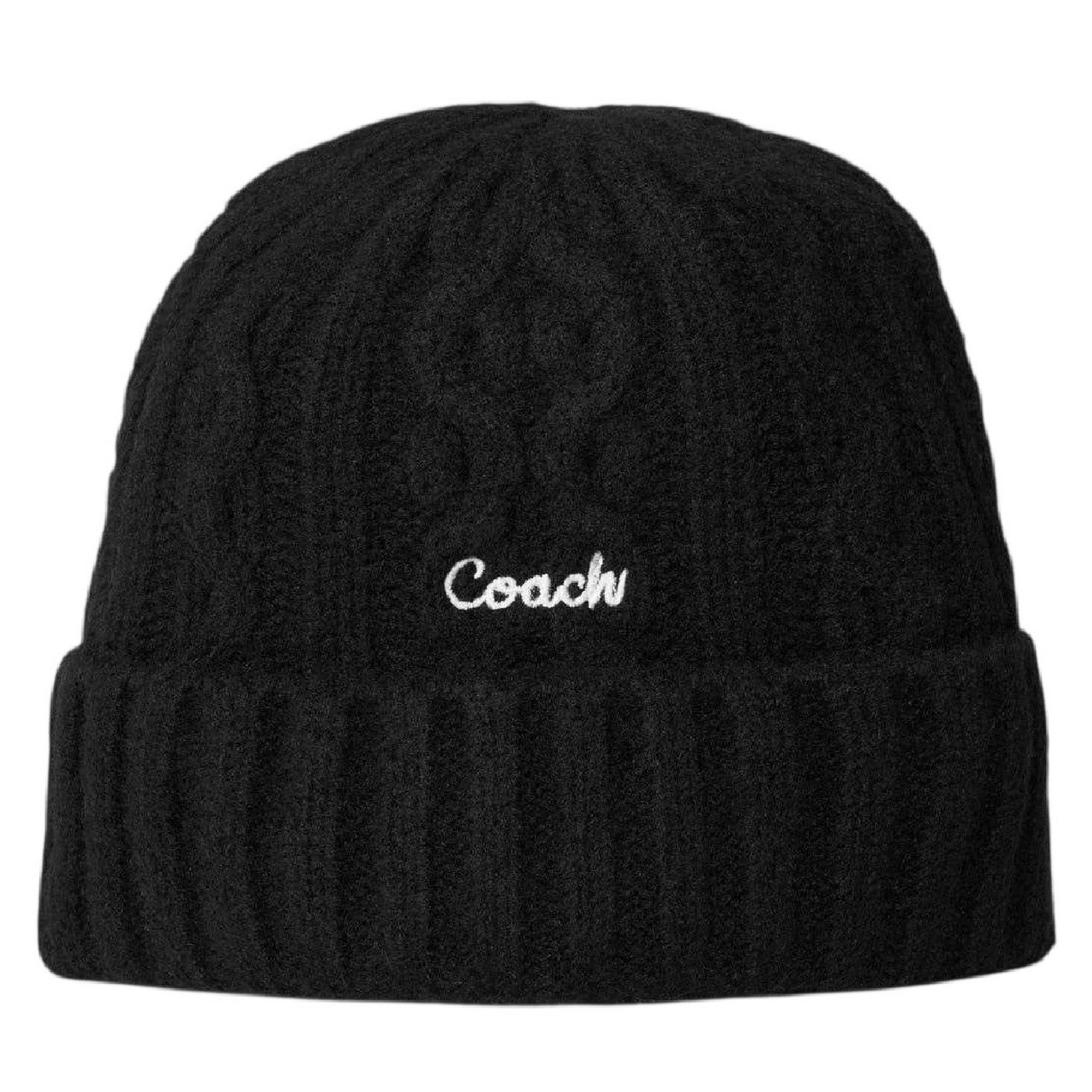 Black - Front - Coach Womens-Ladies Cable Knit Beanie
