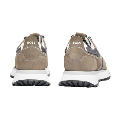 Grey - Back - Boss Mens Jonah Suede Trainers