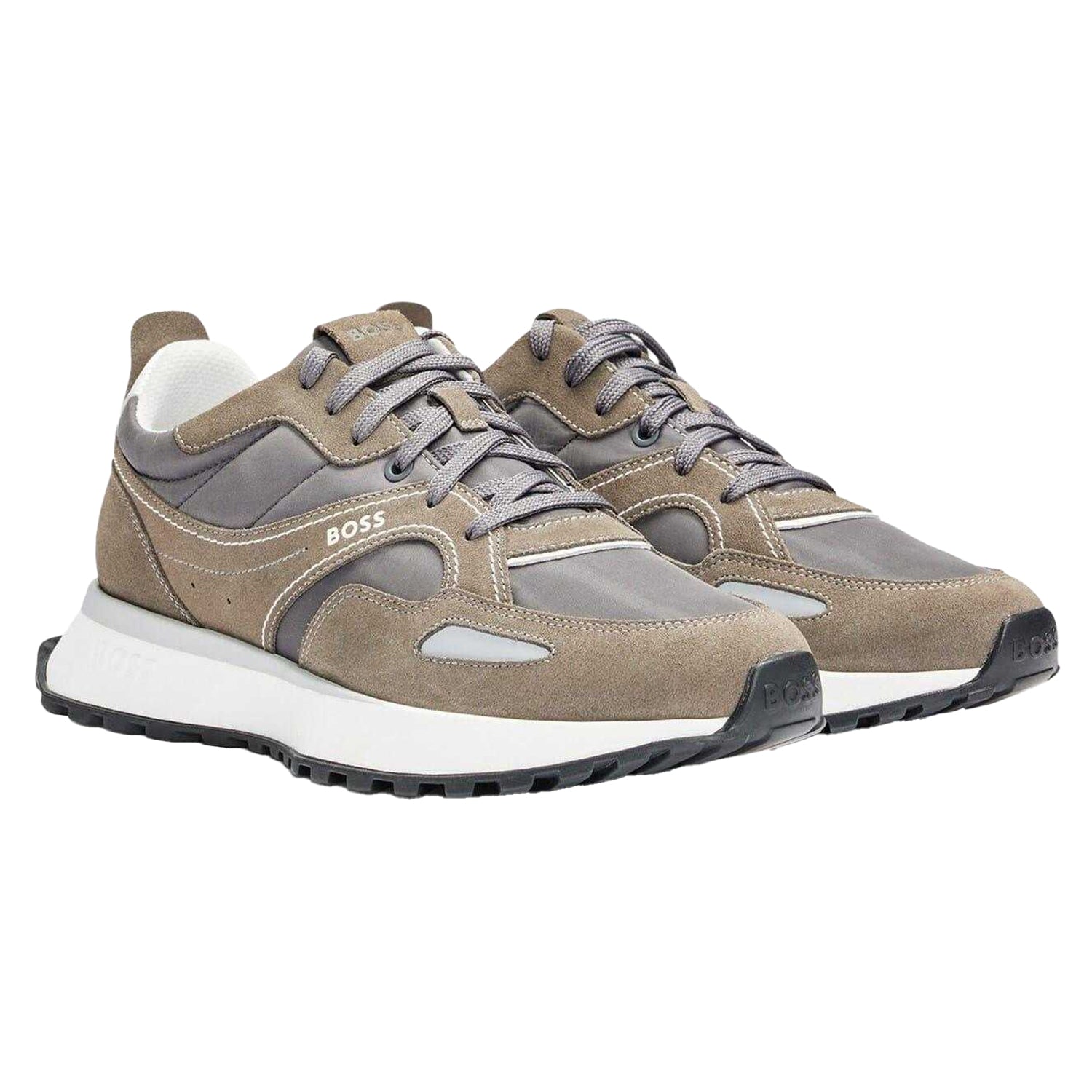 Grey - Pack Shot - Boss Mens Jonah Suede Trainers