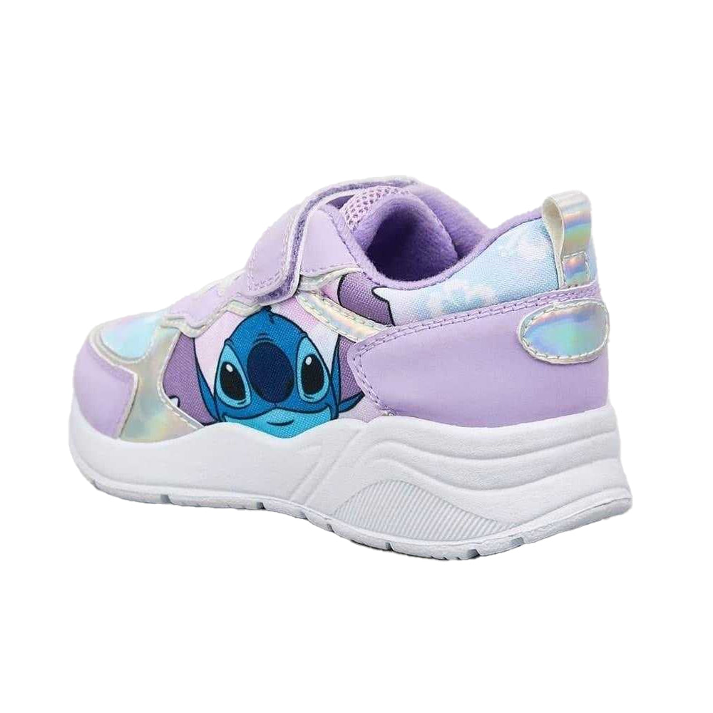 White-Purple - Back - Lilo & Stitch Childrens-Kids Stitch Leather Trainers