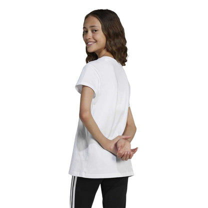 White-Black - Back - Adidas Girls Essentials Linear T-Shirt