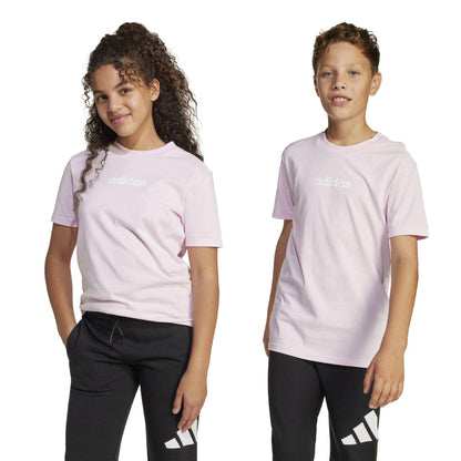 Pink - Back - Adidas Girls Essentials Linear T-Shirt