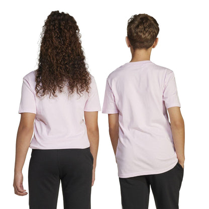Pink - Side - Adidas Girls Essentials Linear T-Shirt