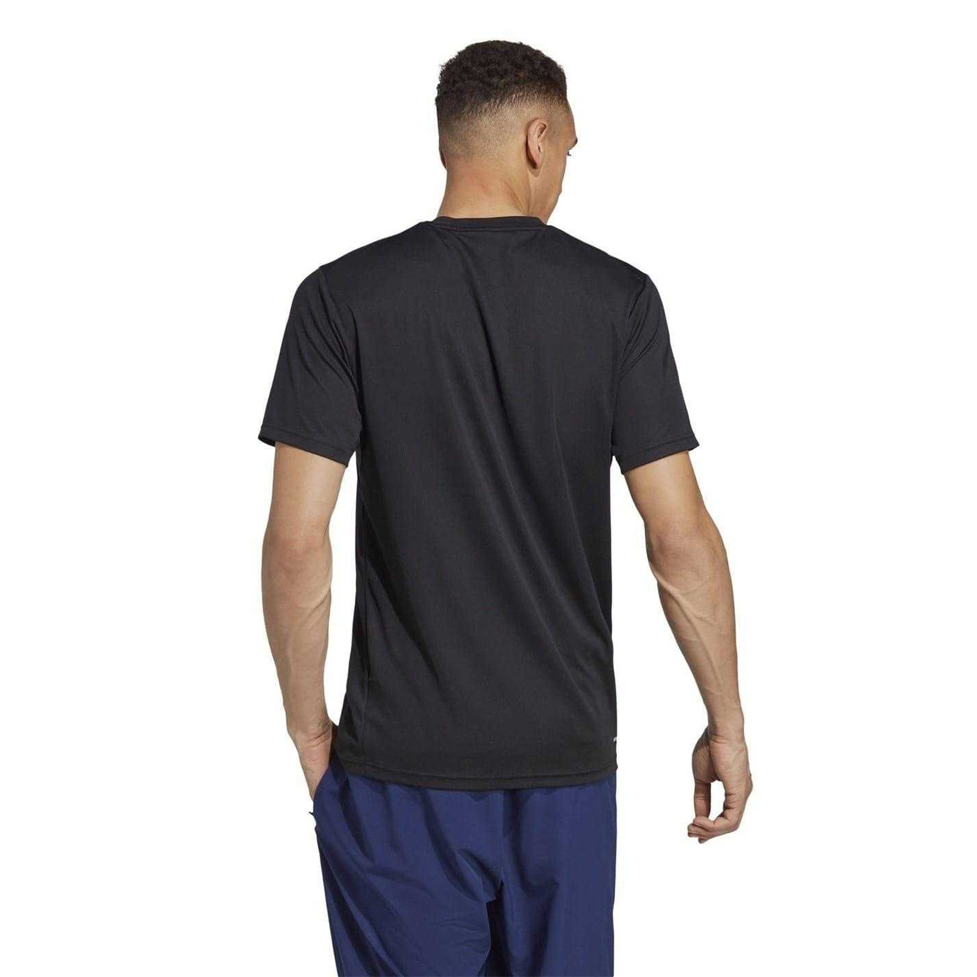 Black-White - Back - Adidas Mens Essentials Training T-Shirt