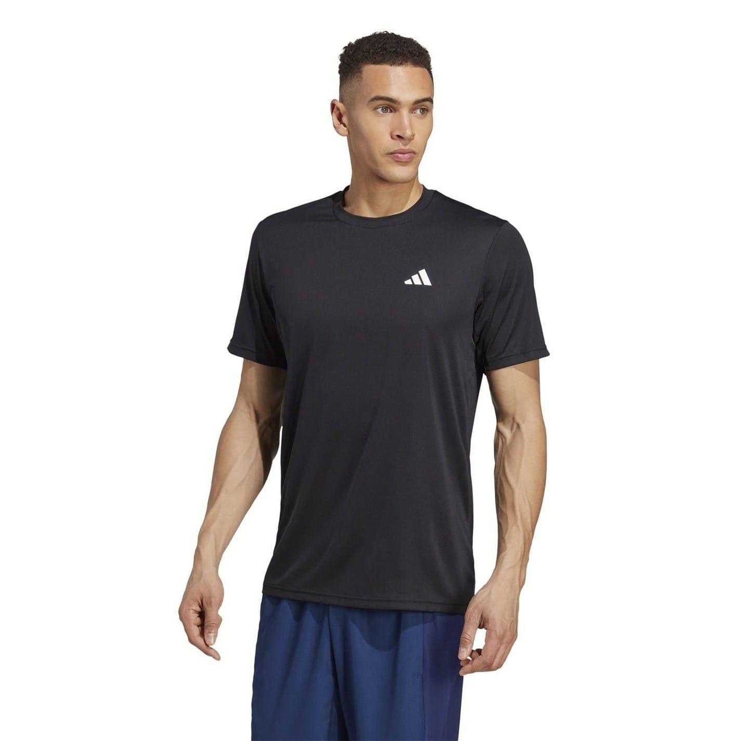 Black-White - Side - Adidas Mens Essentials Training T-Shirt