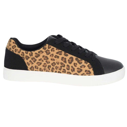 Black-Leopard - Front - Brave Soul Mens Leopard Print Trainers