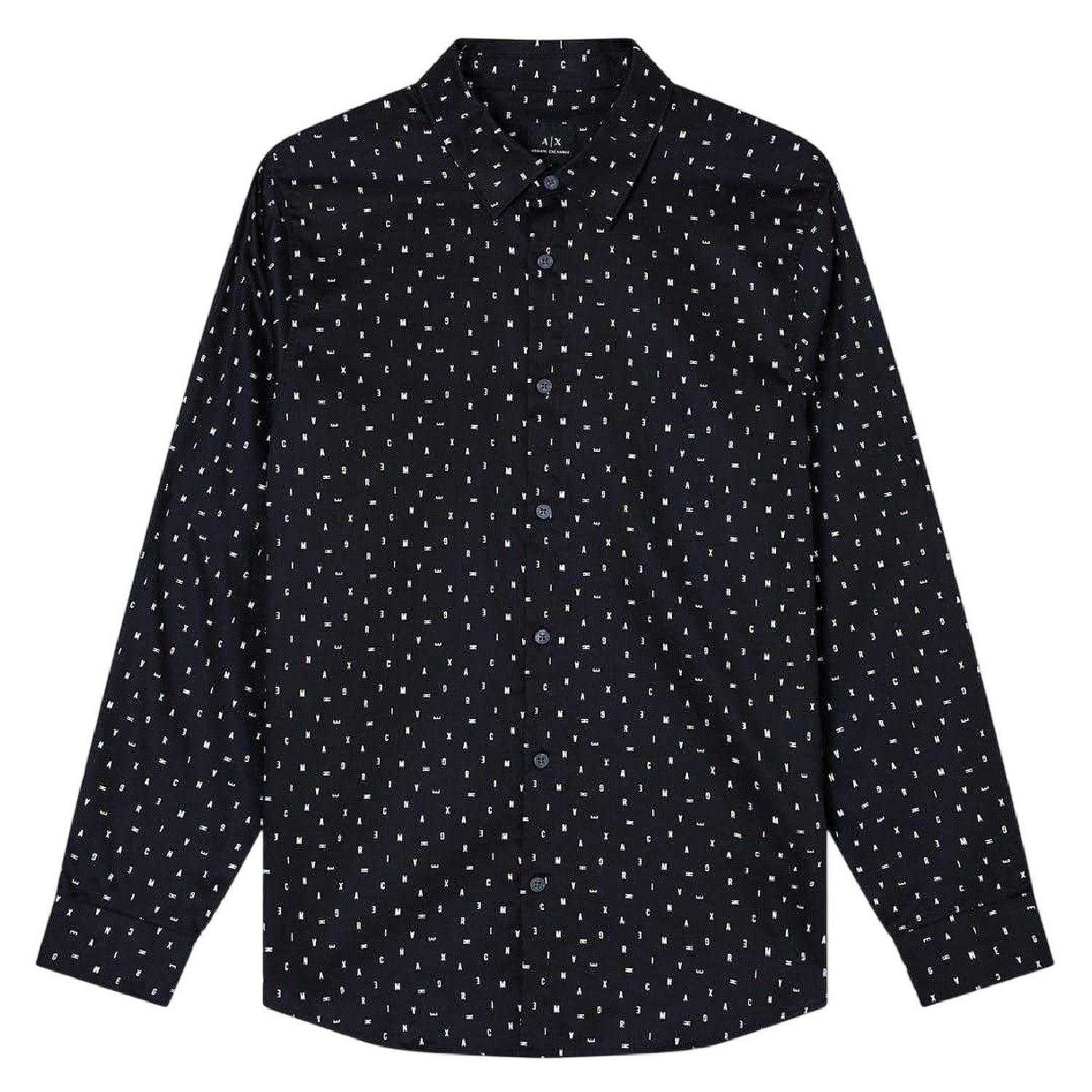Black - Front - Armani Exchange Mens Polka Dot Long-Sleeved Shirt