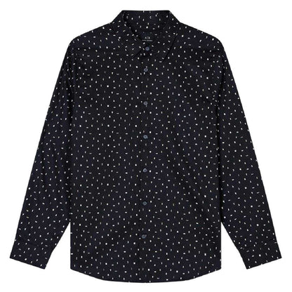 Black - Front - Armani Exchange Mens Polka Dot Long-Sleeved Shirt