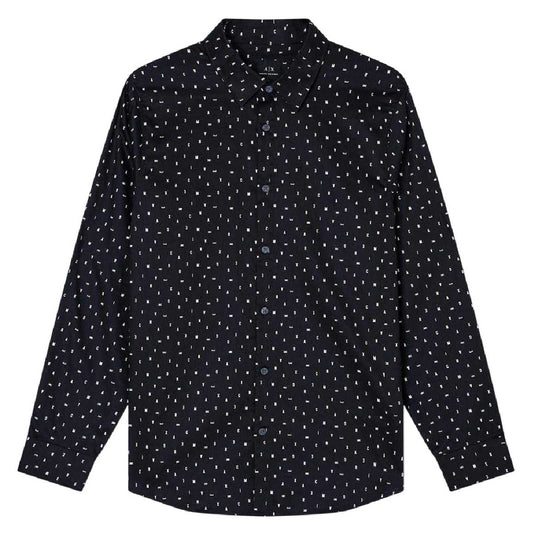Black - Front - Armani Exchange Mens Polka Dot Long-Sleeved Shirt