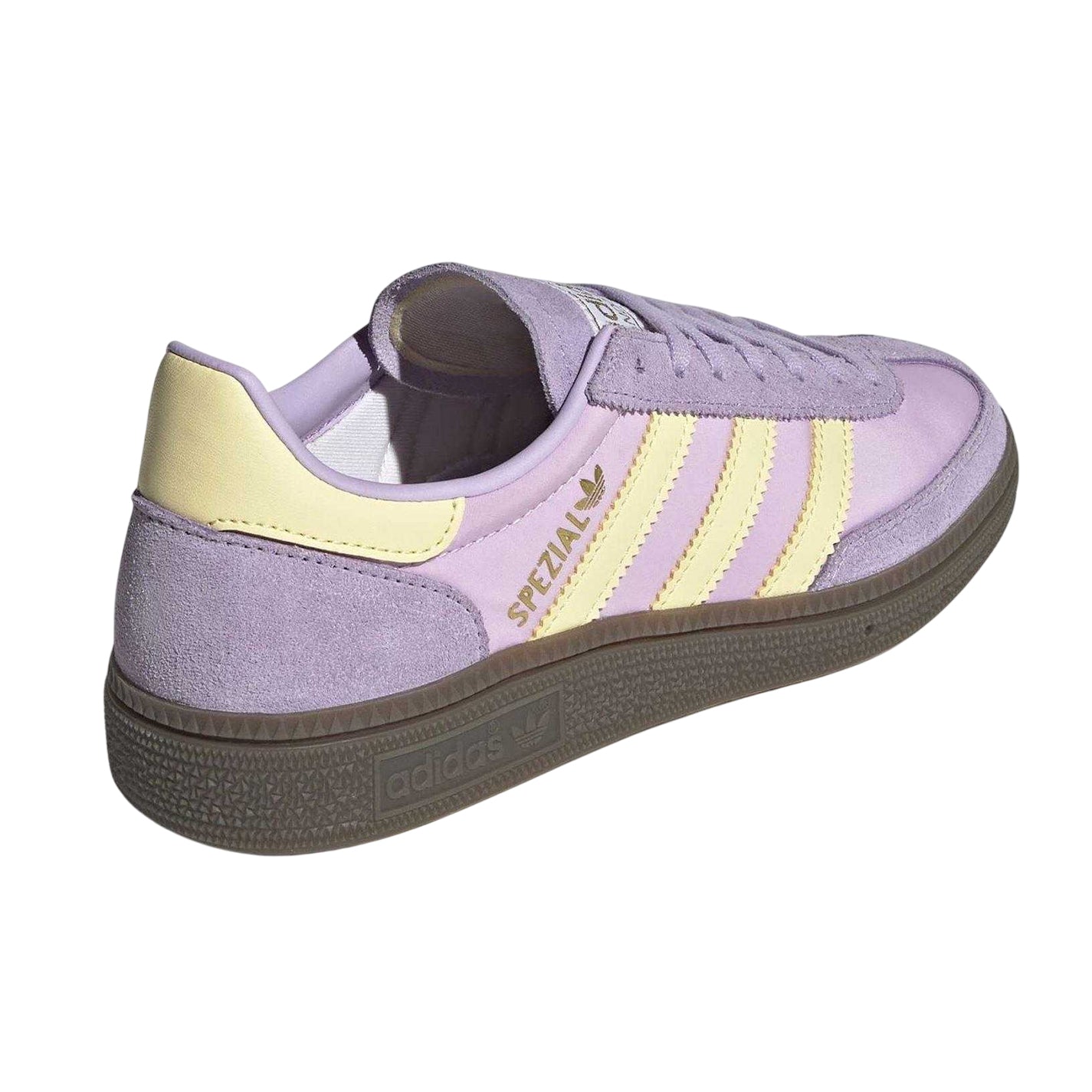 Lilac-Yellow - Back - Adidas Childrens-Kids Handball Spezial Cow Suede Trainers